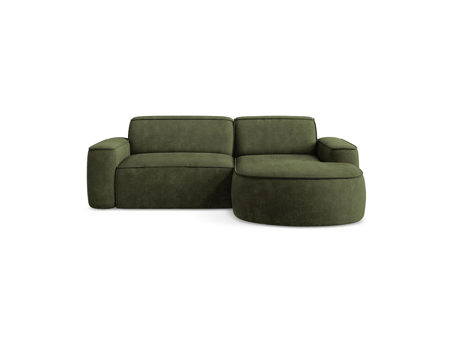 Canapé d'angle 2,5 places modulaire droit en tissu chenille - olive - MELISSA