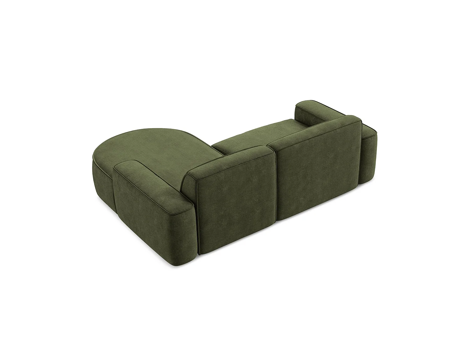 Canapé d'angle 2,5 places modulaire droit en tissu chenille - olive - MELISSA