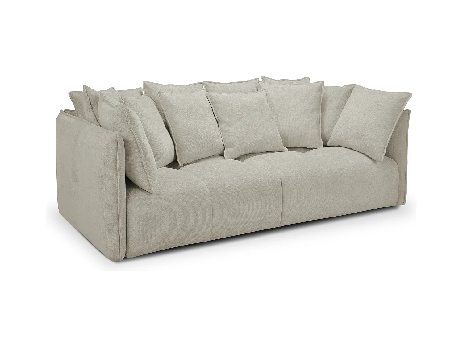 Sofa 3-osobowa - z tkaniny szenilowej - ciemny beż - NANA