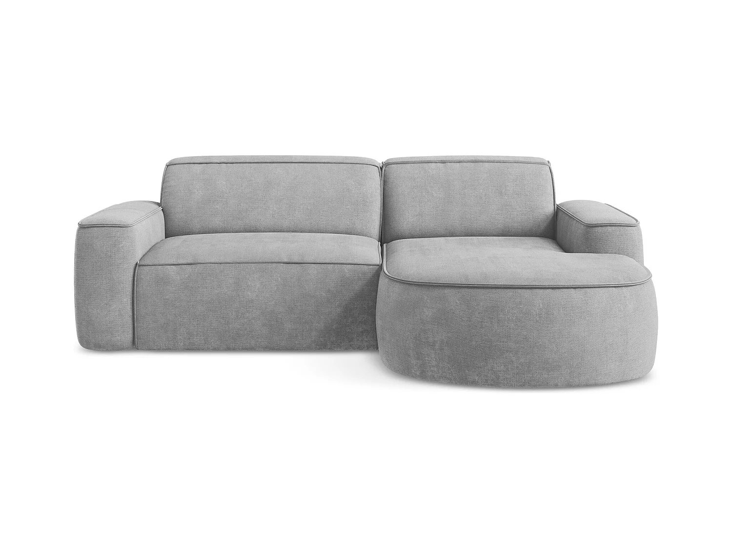 Canapé d'angle 2,5 places modulaire droit en tissu chenille - gris clair - OMAO