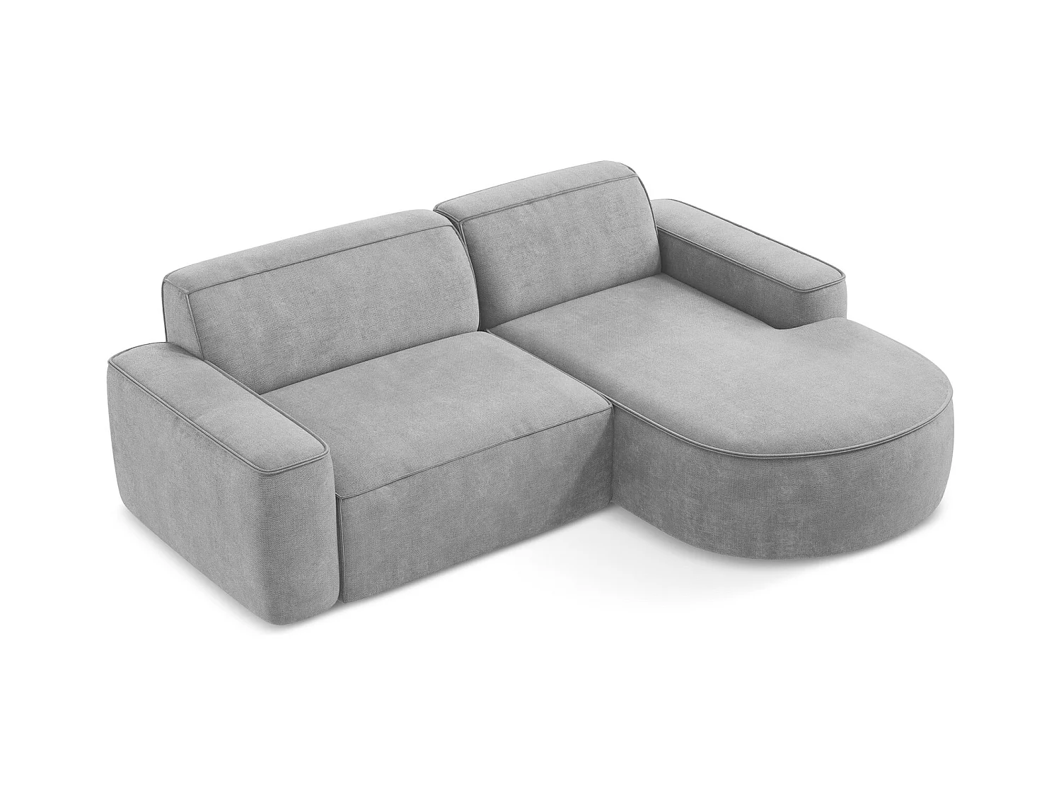 Canapé d'angle 2,5 places modulaire droit en tissu chenille - gris clair - OMAO