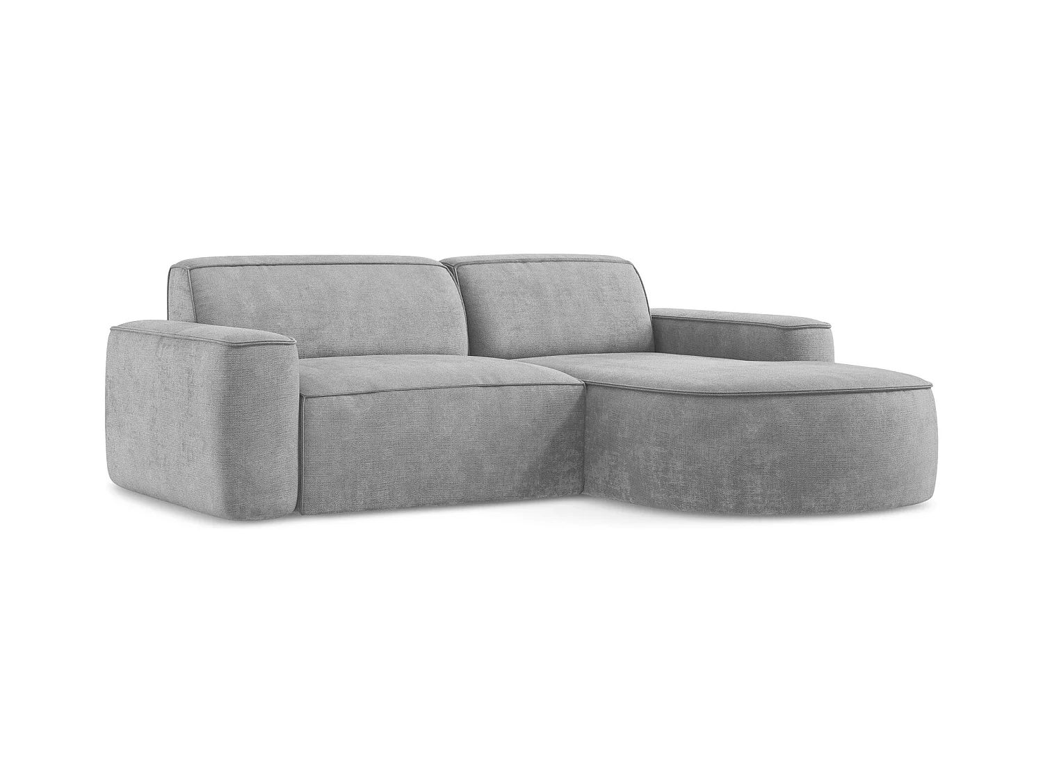 Canapé d'angle 2,5 places modulaire droit en tissu chenille - gris clair - OMAO