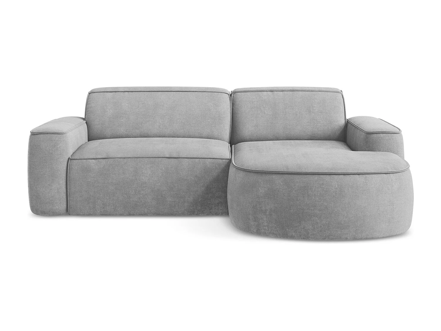 Canapé d'angle 2,5 places modulaire droit en tissu chenille - gris clair - OMAO