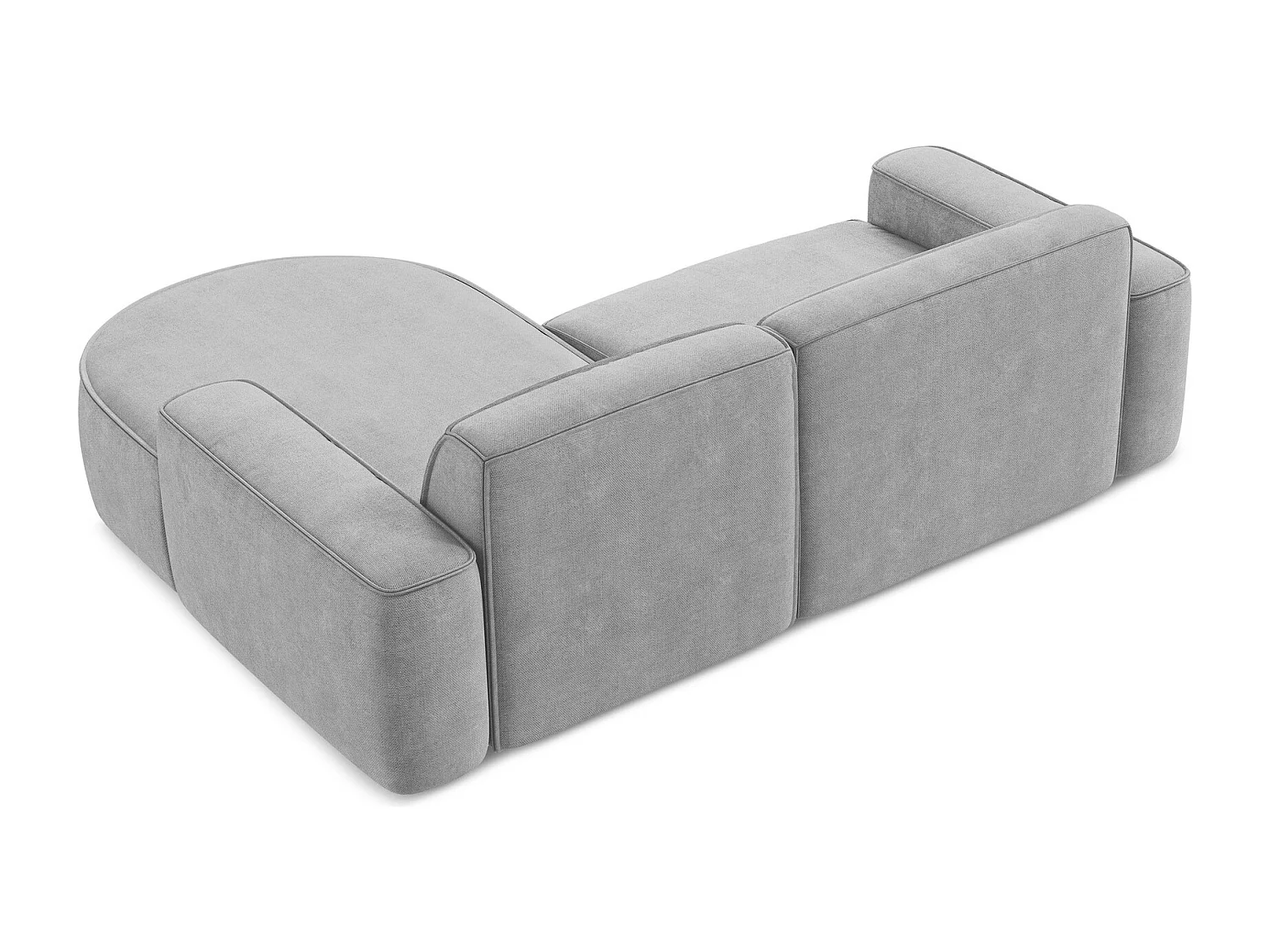 Canapé d'angle 2,5 places modulaire droit en tissu chenille - gris clair - OMAO