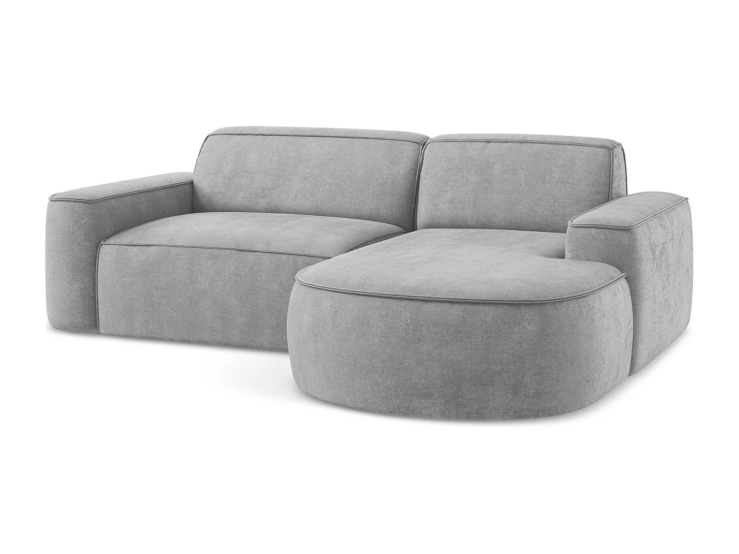 Modulaire hoekbank rechts van lichtgrijs chenille stof - OMAO