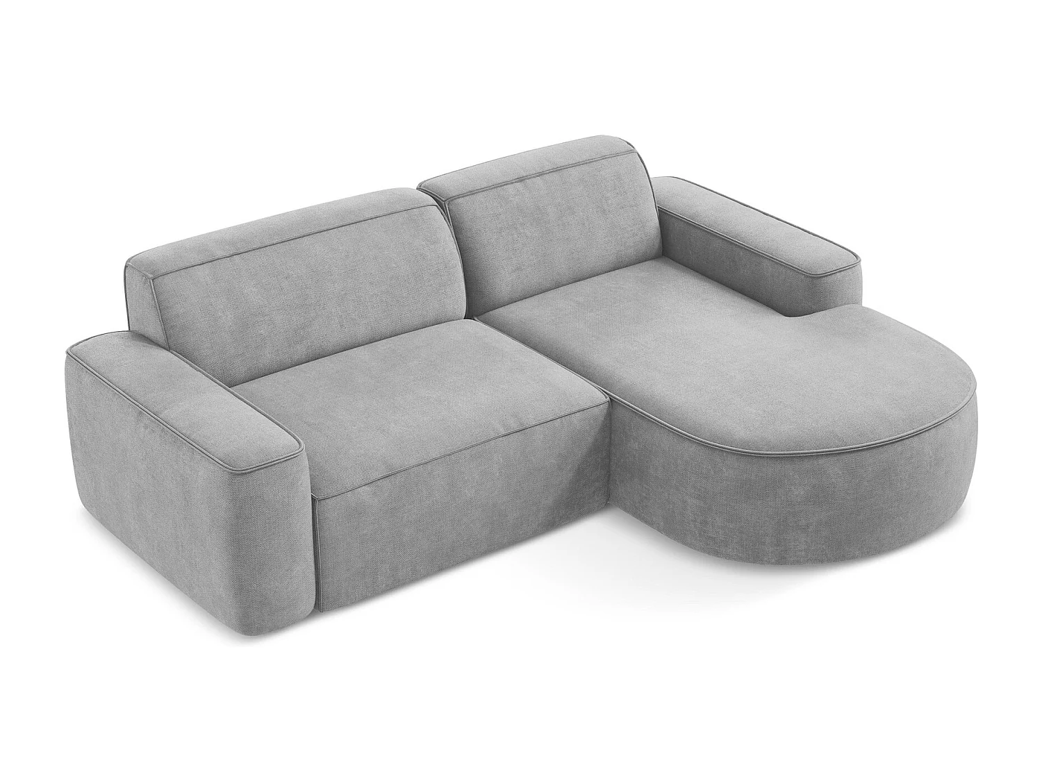 Modulaire hoekbank rechts van lichtgrijs chenille stof - OMAO