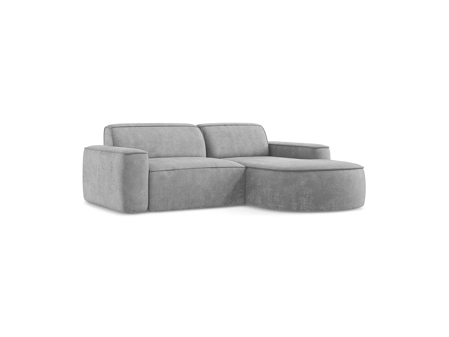 Modulaire hoekbank rechts van lichtgrijs chenille stof - MELISSA