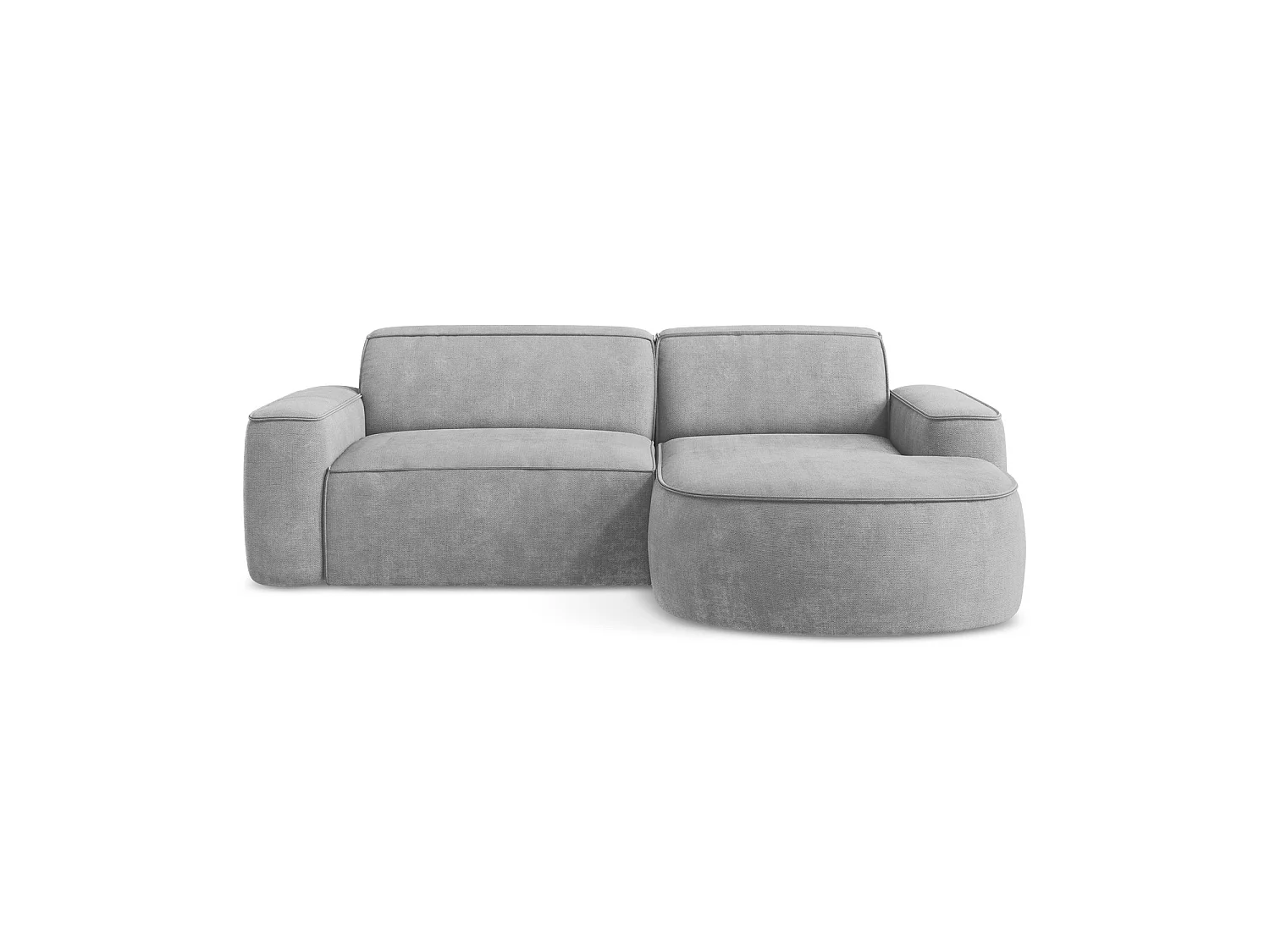 Modulaire hoekbank rechts van lichtgrijs chenille stof - MELISSA
