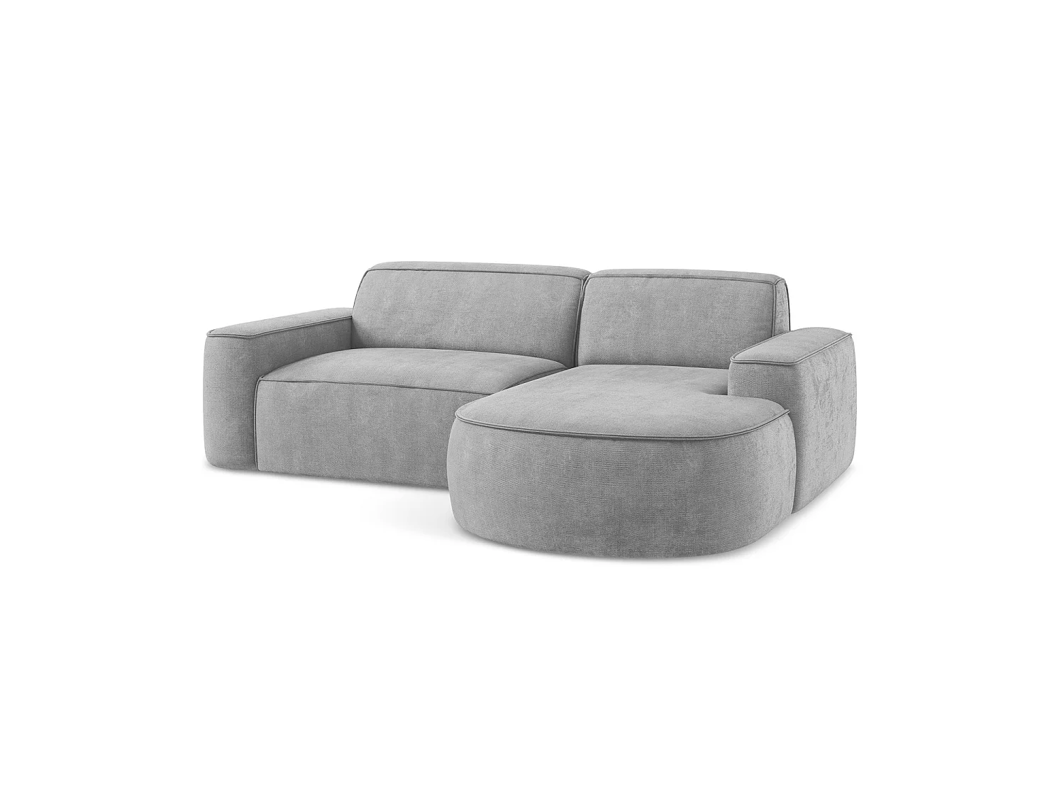 Modulaire hoekbank rechts van lichtgrijs chenille stof - MELISSA