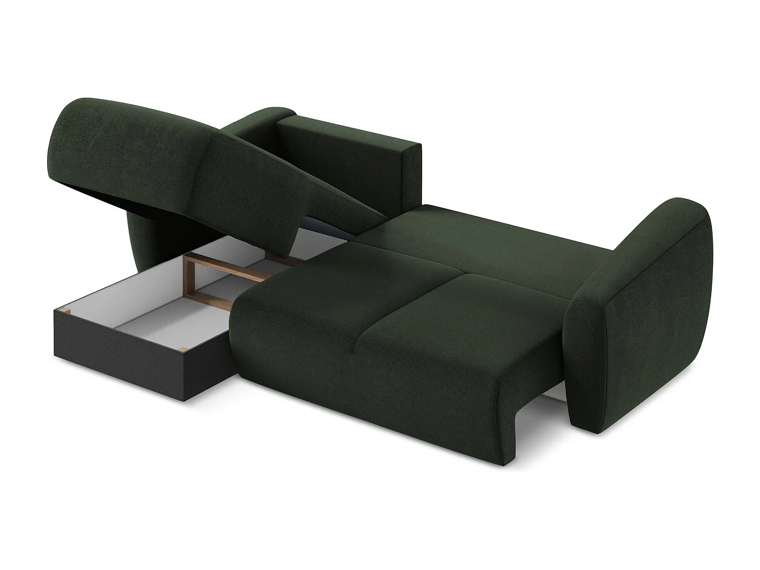 Canapé d’angle 3 places gauche convertible en tissu texturé - bouteille verte - GUAVA