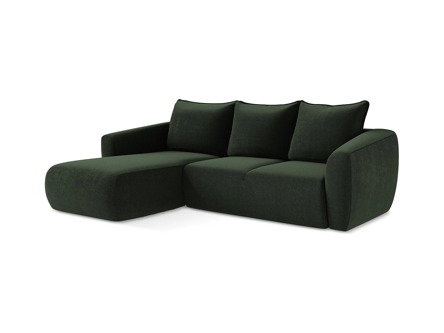 3-Sitzer Ecksofa mit Schlaffunktion - Ecke Links - Strukturstoff - Flaschengrün - GUAVA