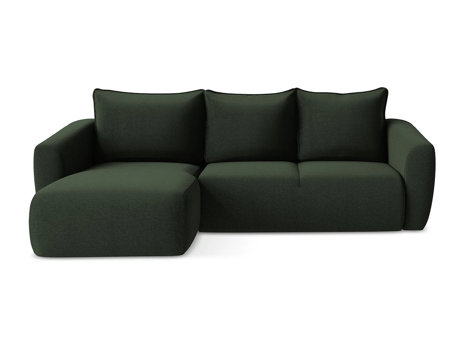 Canapé d’angle 3 places gauche convertible en tissu texturé - bouteille verte - GUAVA