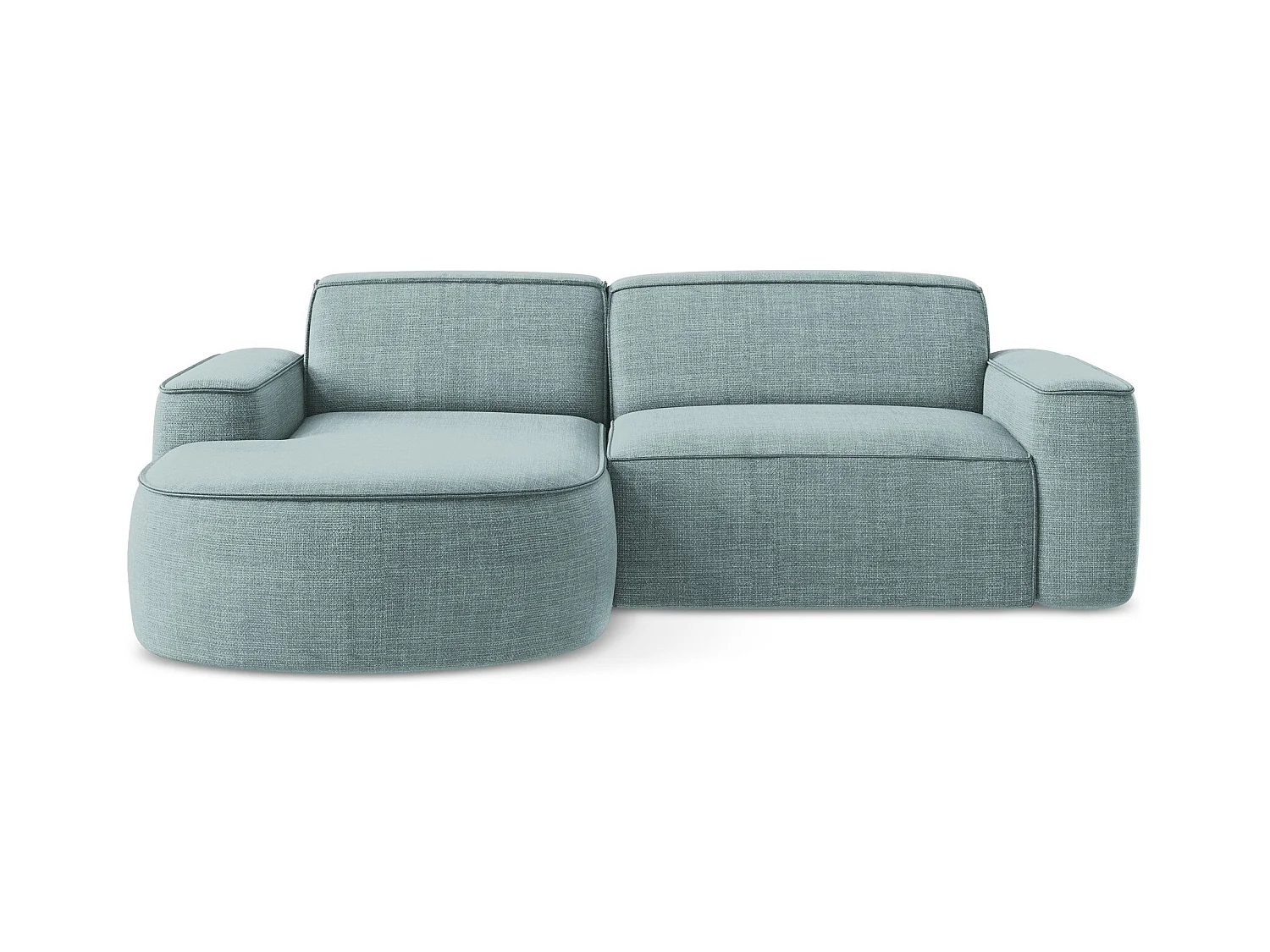 Canapé d'angle 2,5 places modulaire gauche en tissu texturé - jeans - OMAO