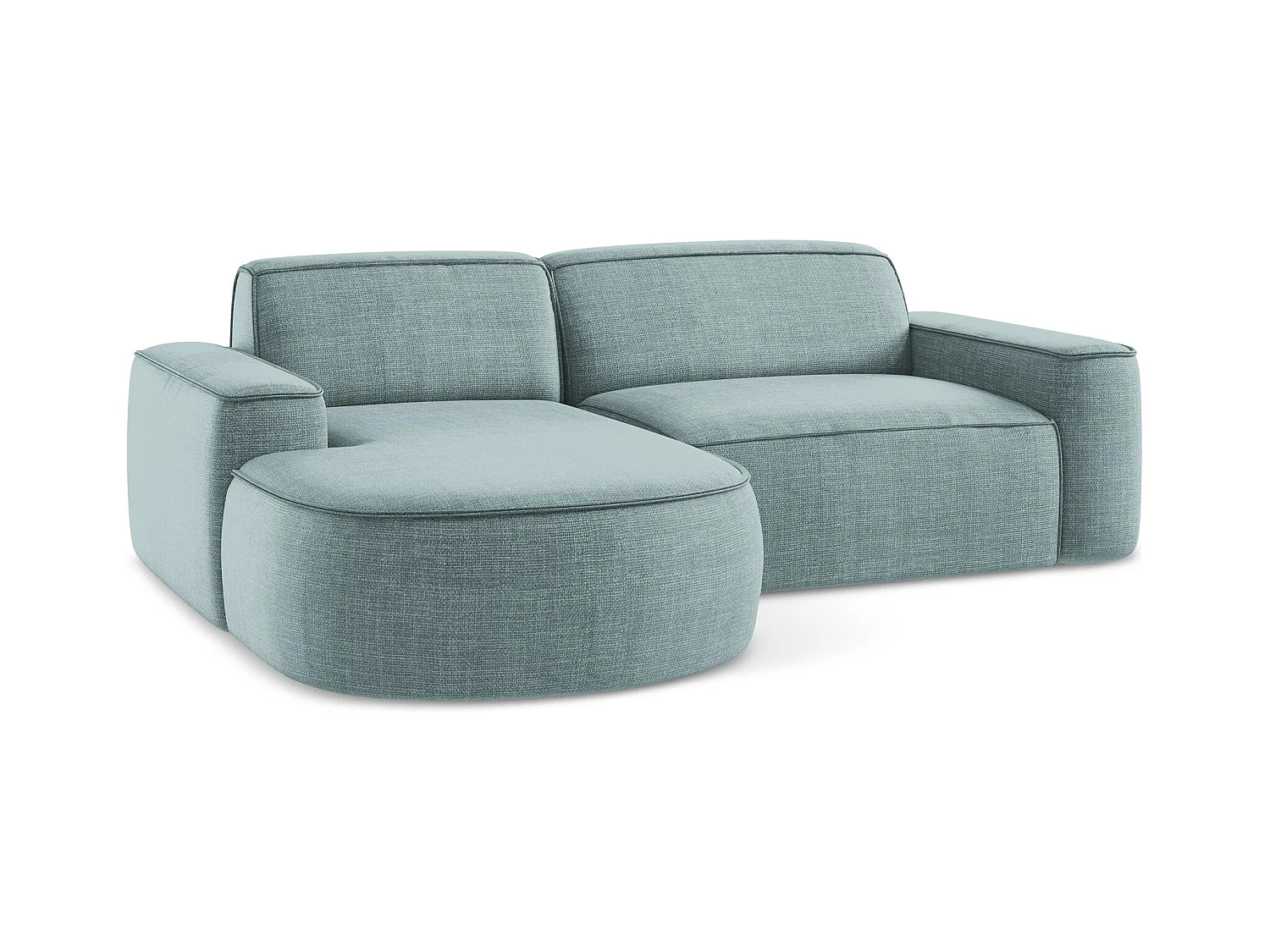 Canapé d'angle 2,5 places modulaire gauche en tissu texturé - jeans - OMAO