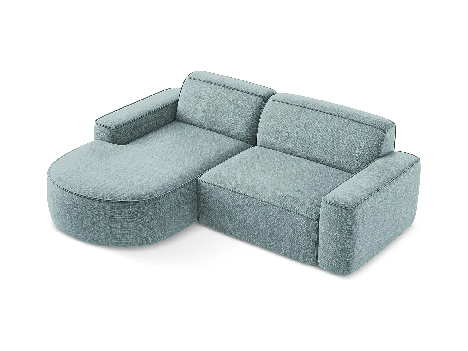 Canapé d'angle 2,5 places modulaire gauche en tissu texturé - jeans - OMAO