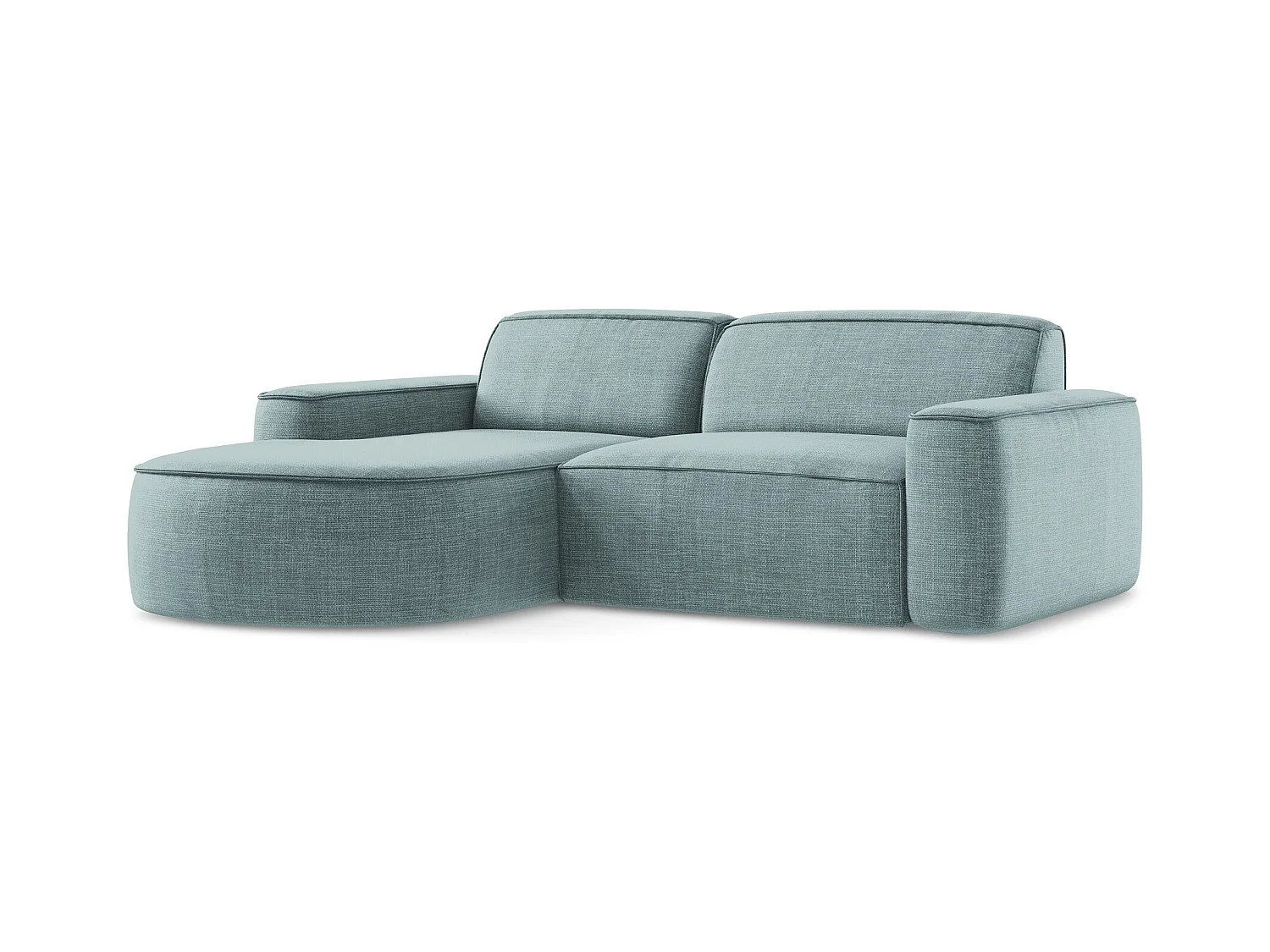 Canapé d'angle 2,5 places modulaire gauche en tissu texturé - jeans - OMAO