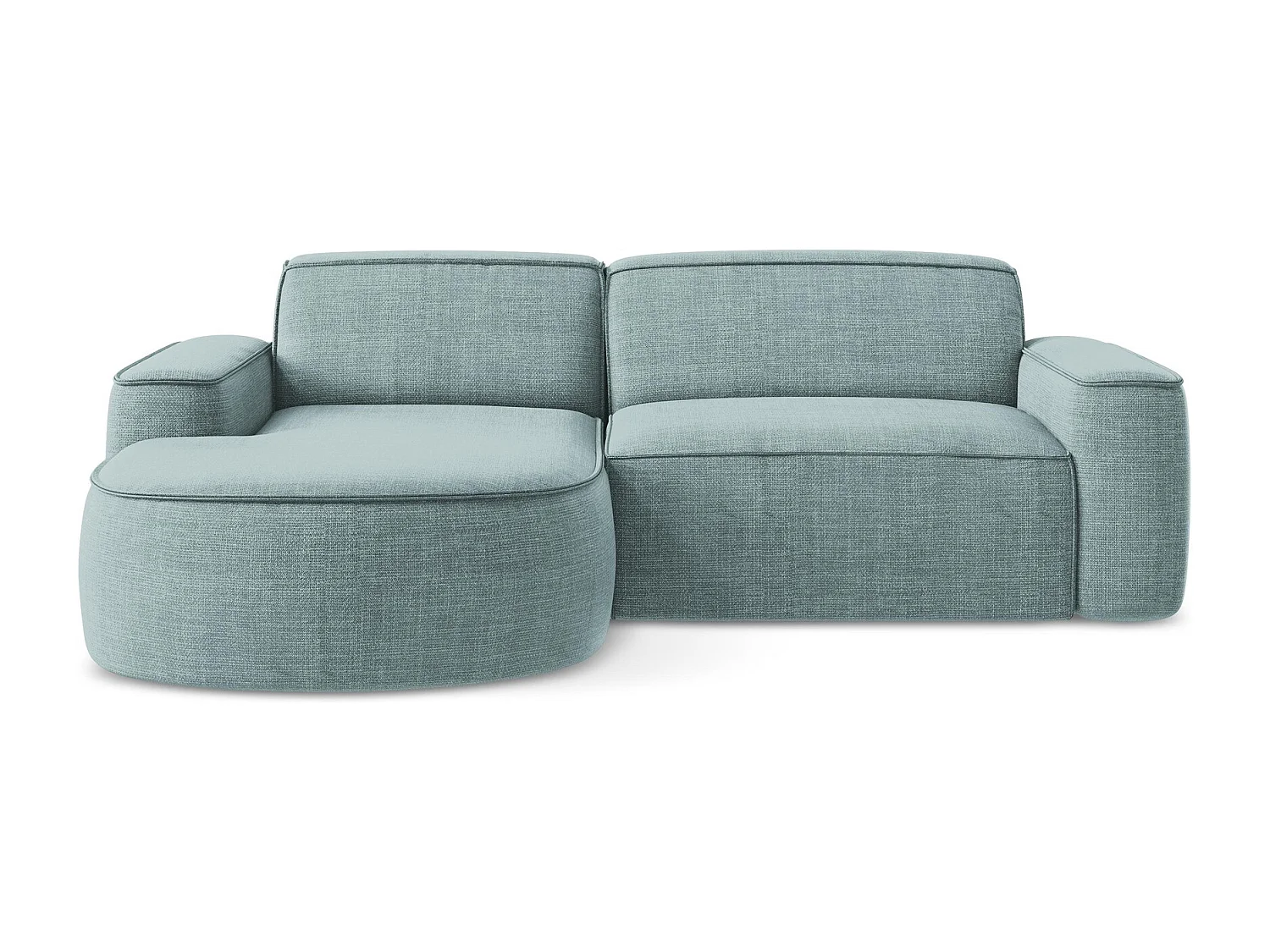 Canapé d'angle 2,5 places modulaire gauche en tissu texturé - jeans - OMAO