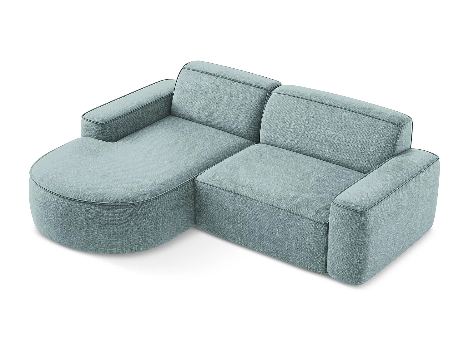 Canapé d'angle 2,5 places modulaire gauche en tissu texturé - jeans - OMAO