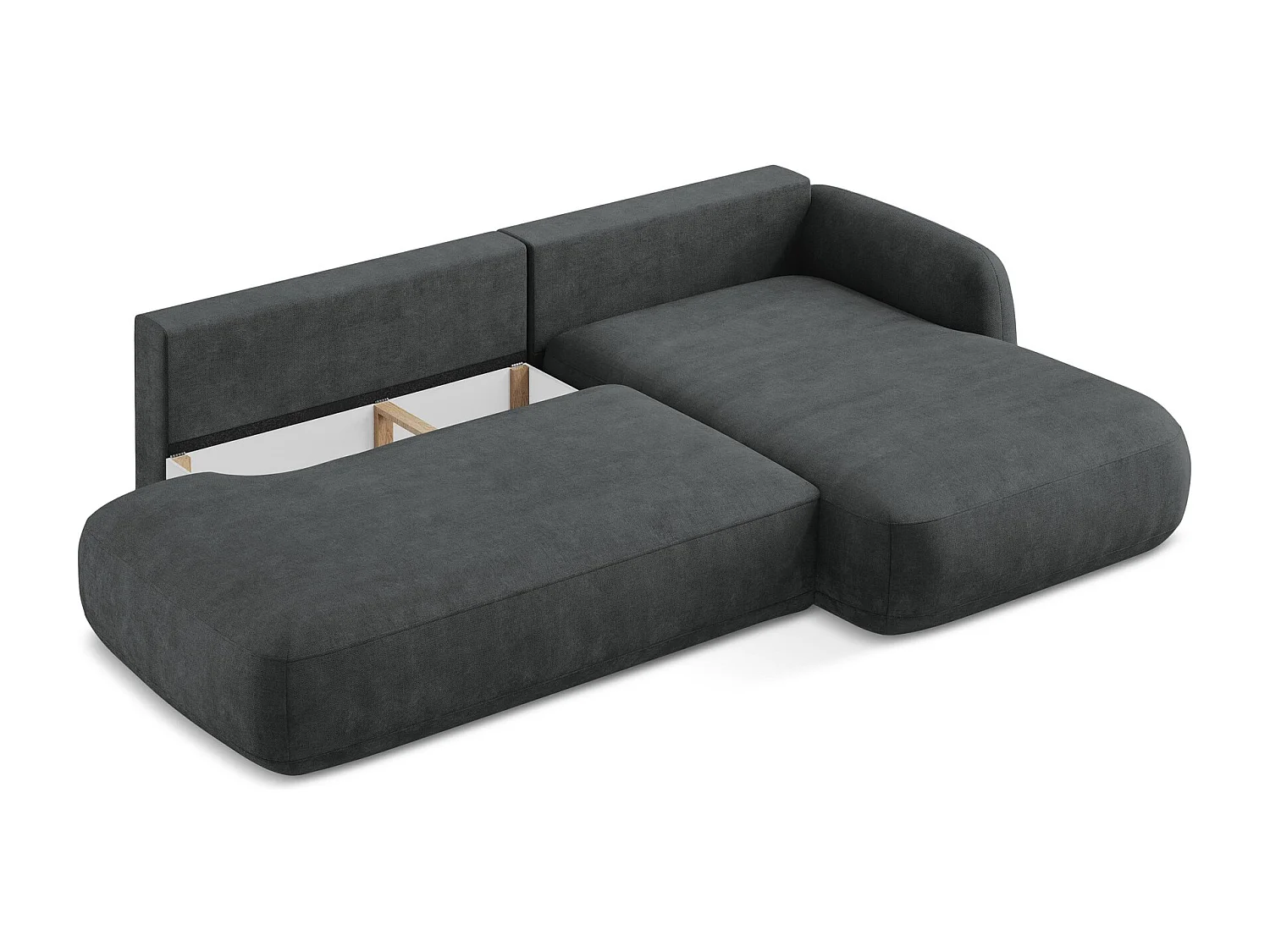 Canapé d'angle droit convertible en tissu chenille - gris foncé - HALE