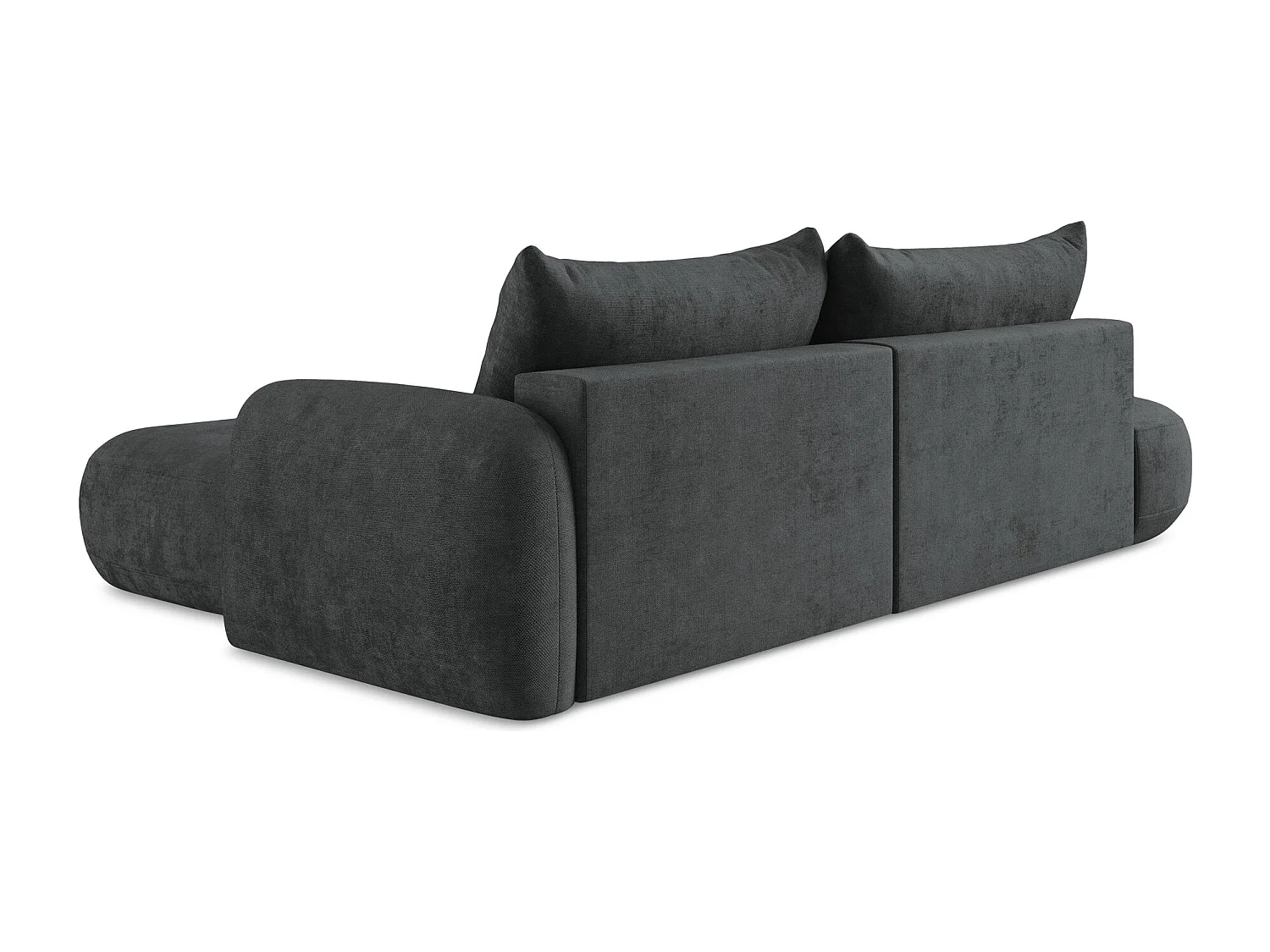 Canapé d'angle droit convertible en tissu chenille - gris foncé - HALE