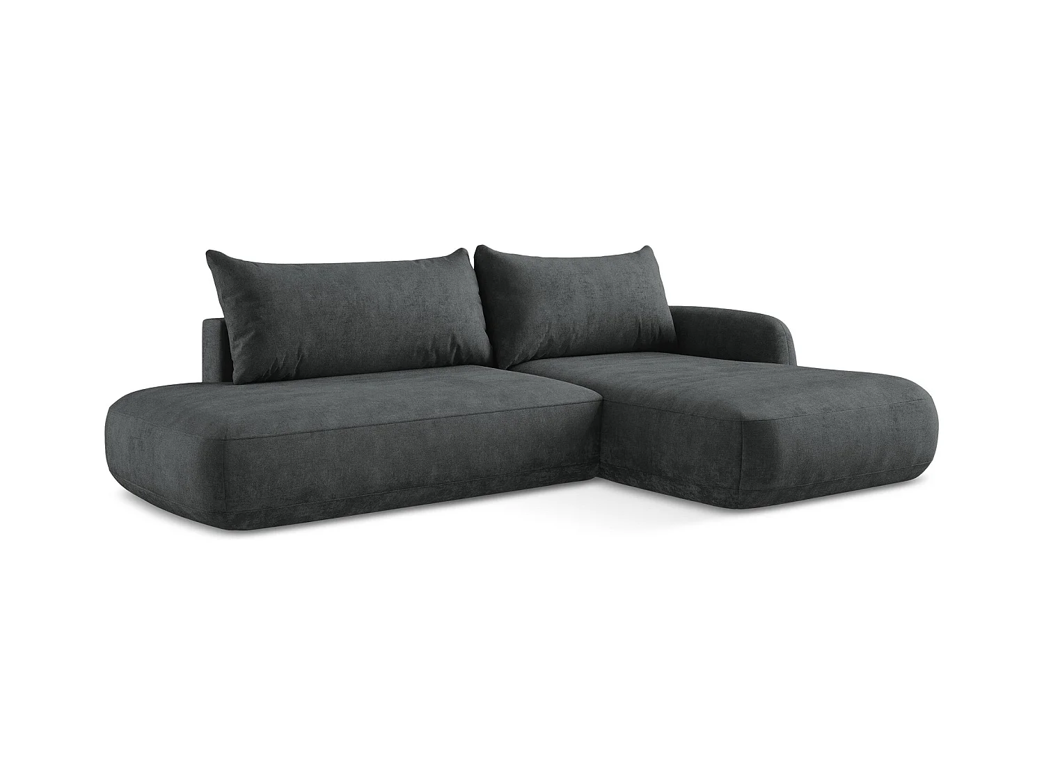 Canapé d'angle droit convertible en tissu chenille - gris foncé - HALE