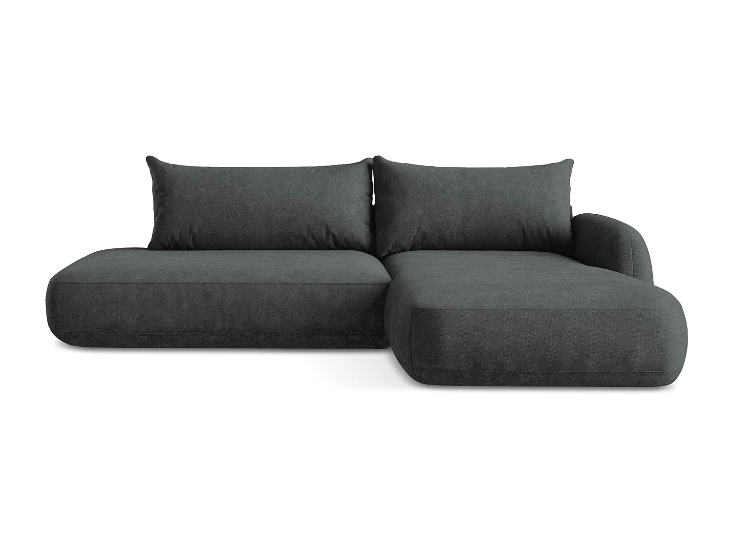 Canapé d'angle droit convertible en tissu chenille - gris foncé - HALE