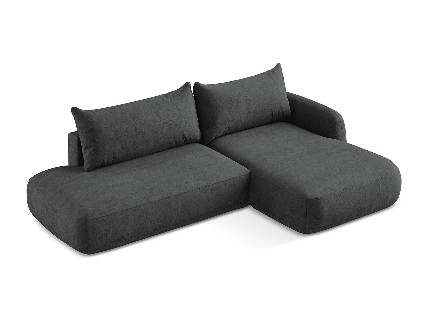 Canapé d'angle droit convertible en tissu chenille - gris foncé - HALE