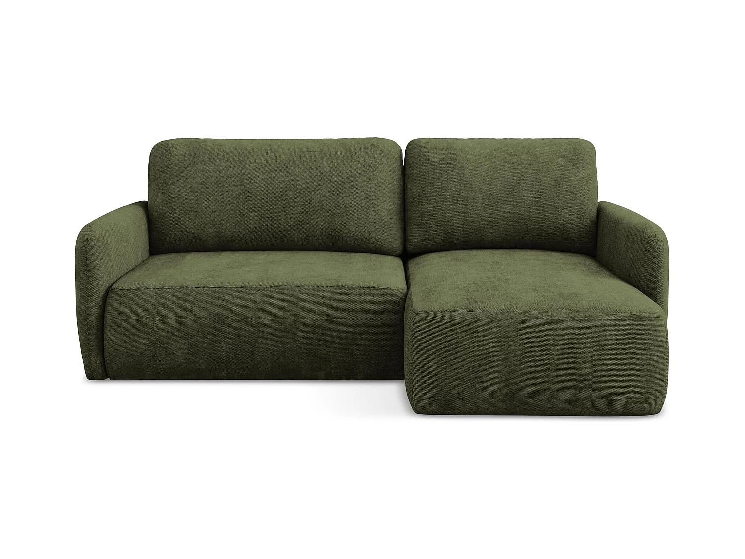 Canapé d'angle droit convertible en tissu chenille - olive - LILO
