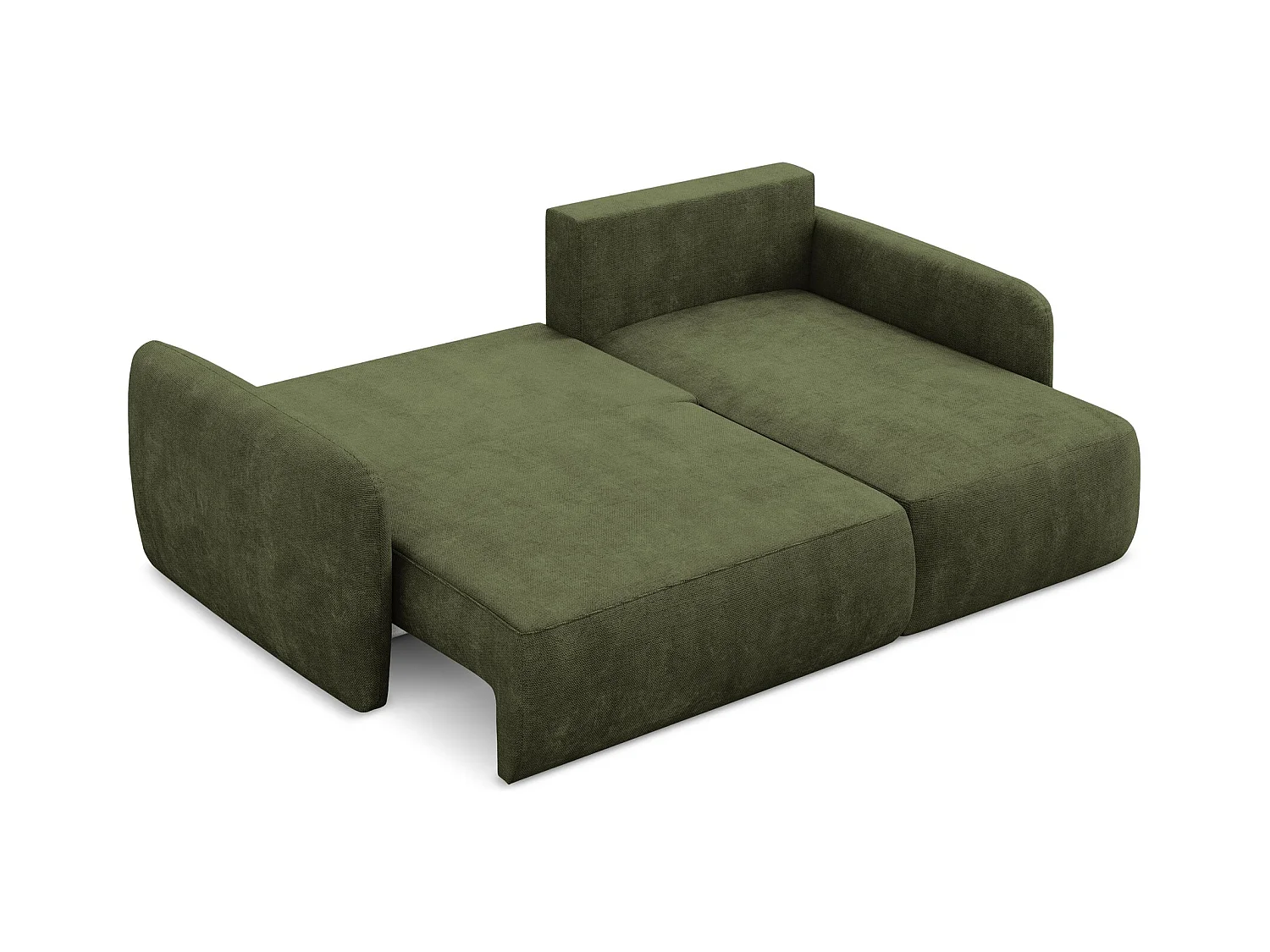 Canapé d'angle droit convertible en tissu chenille - olive - LILO