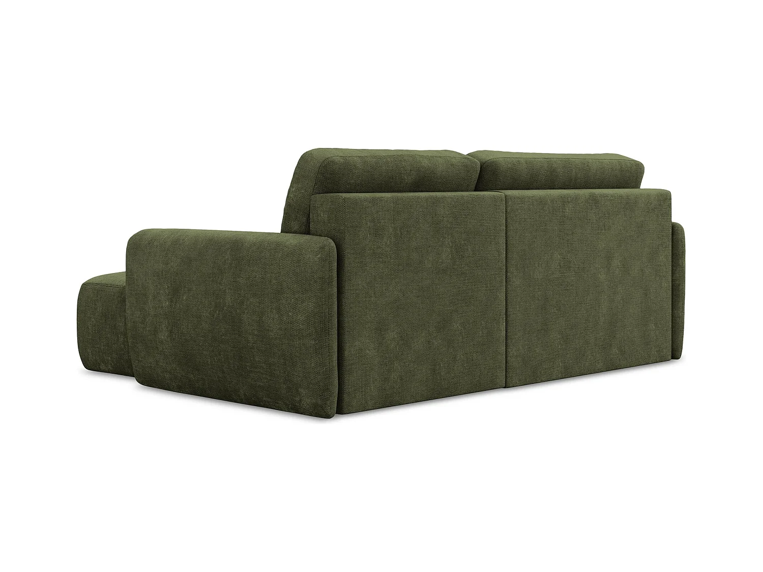 Canapé d'angle droit convertible en tissu chenille - olive - LILO