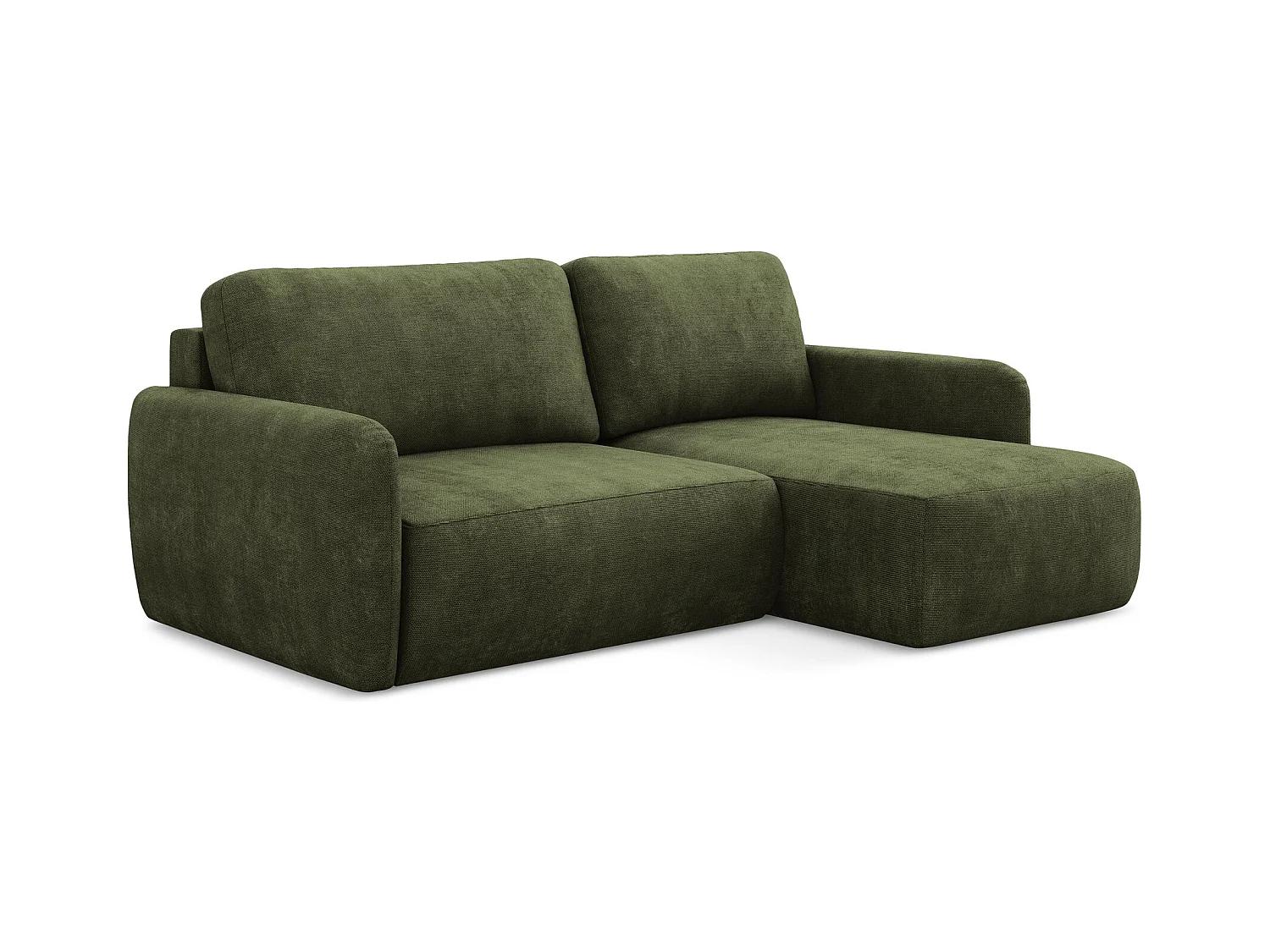 Ecksofa mit Schlaffunktion - Ecke Rechts - Chenille - Olive - LILO