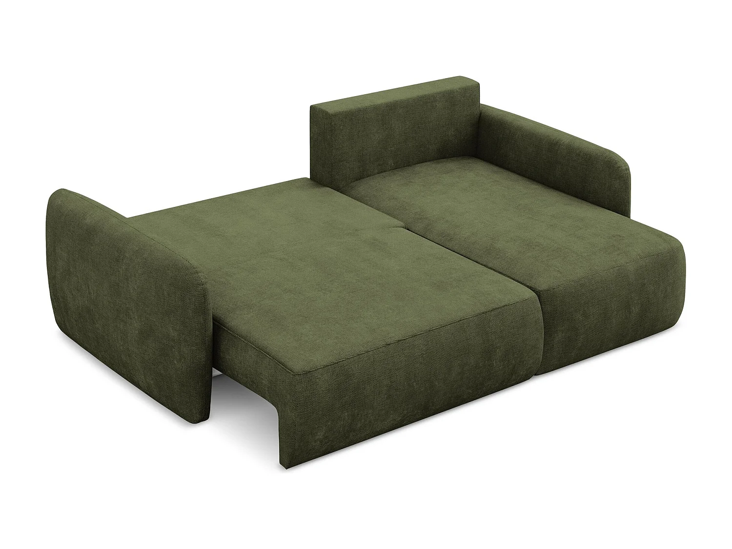 Canapé d'angle droit convertible en tissu chenille - olive - LILO