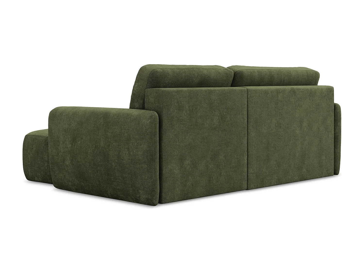 Canapé d'angle droit convertible en tissu chenille - olive - LILO