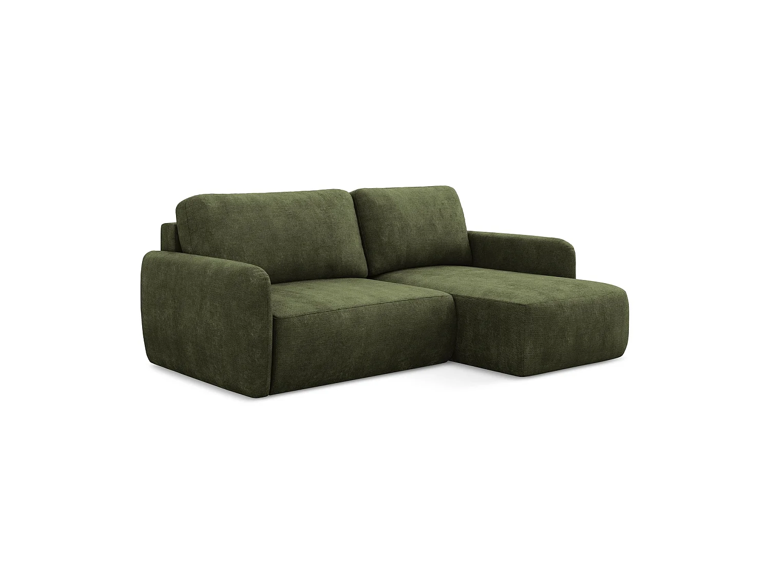 Canapé d'angle droit convertible en tissu chenille - olive - CORLE