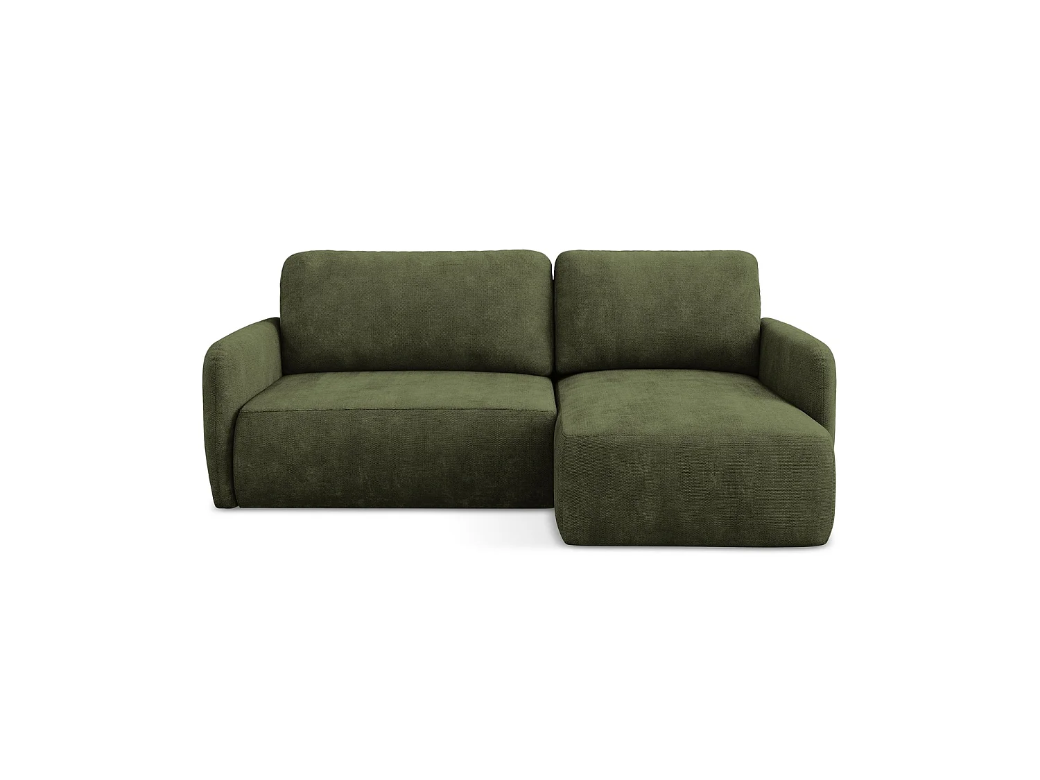 Canapé d'angle droit convertible en tissu chenille - olive - CORLE