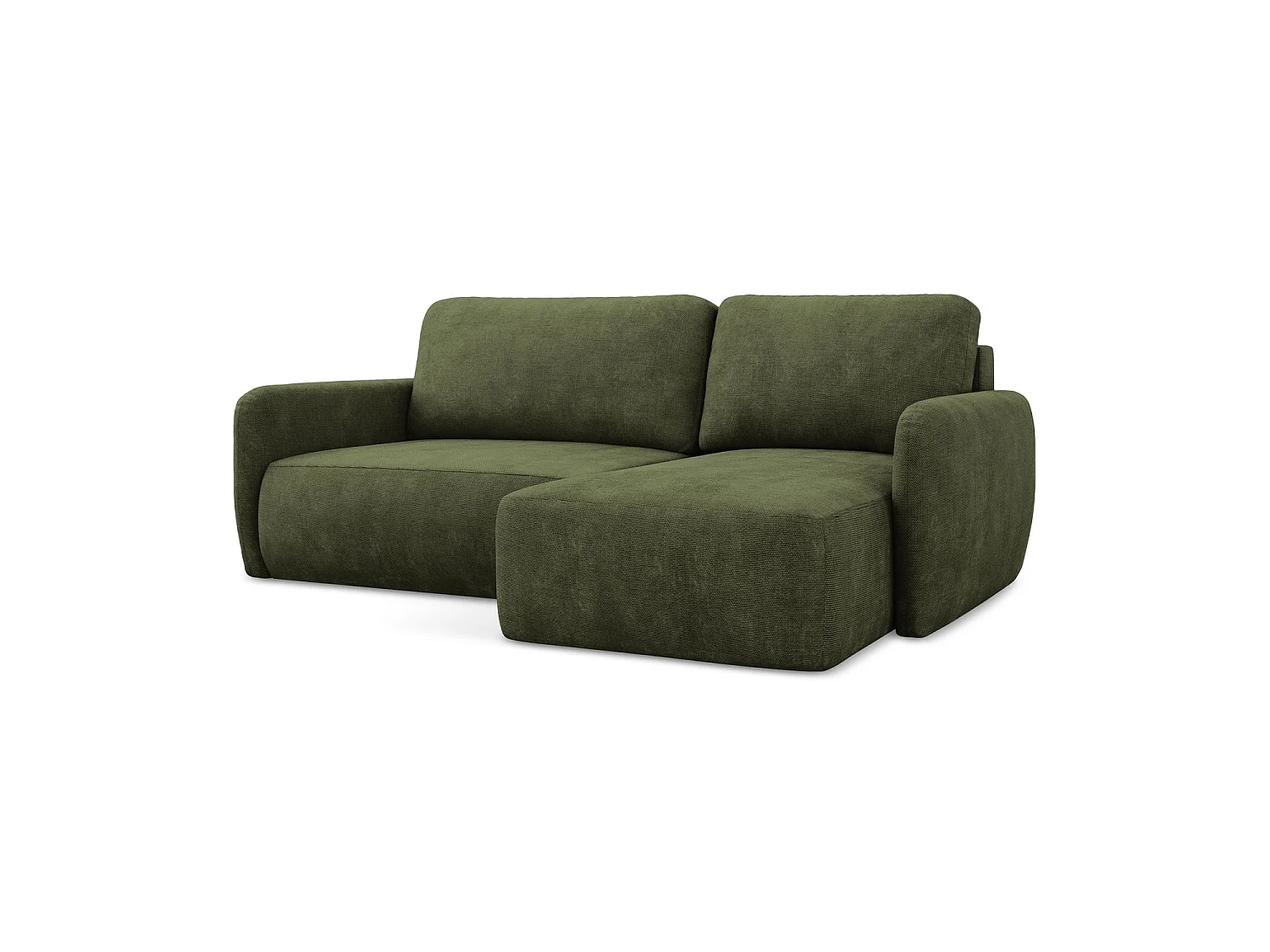 Canapé d'angle droit convertible en tissu chenille - olive - CORLE