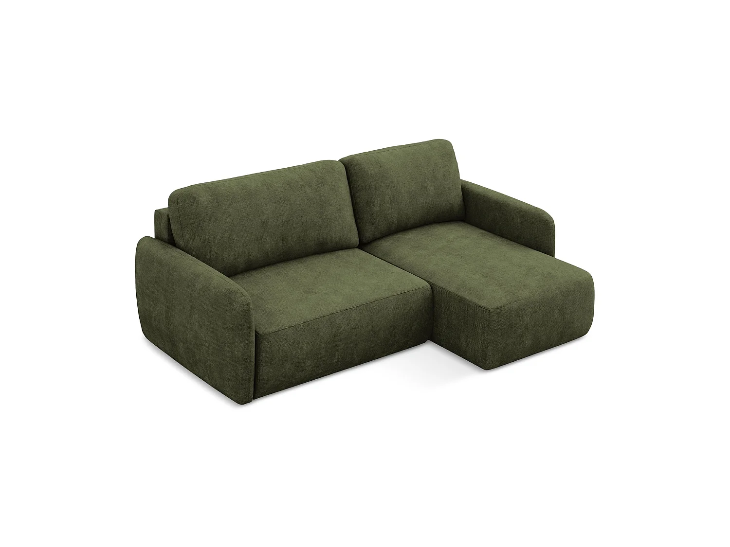 Canapé d'angle droit convertible en tissu chenille - olive - CORLE