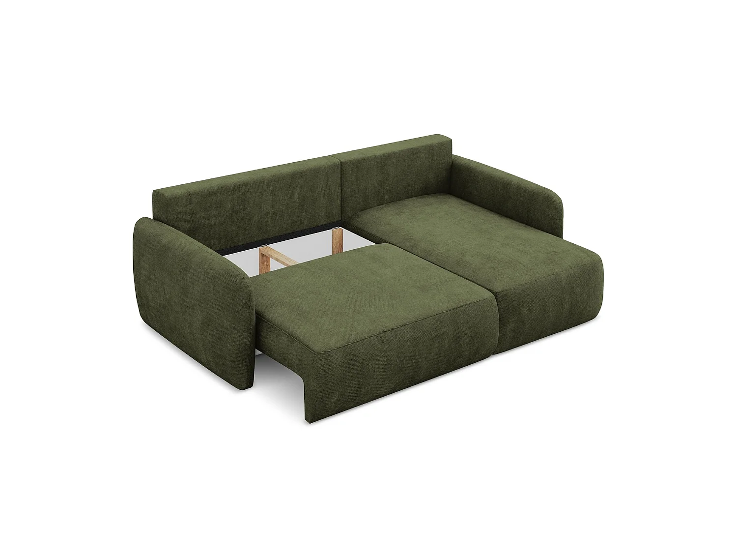 Canapé d'angle droit convertible en tissu chenille - olive - CORLE
