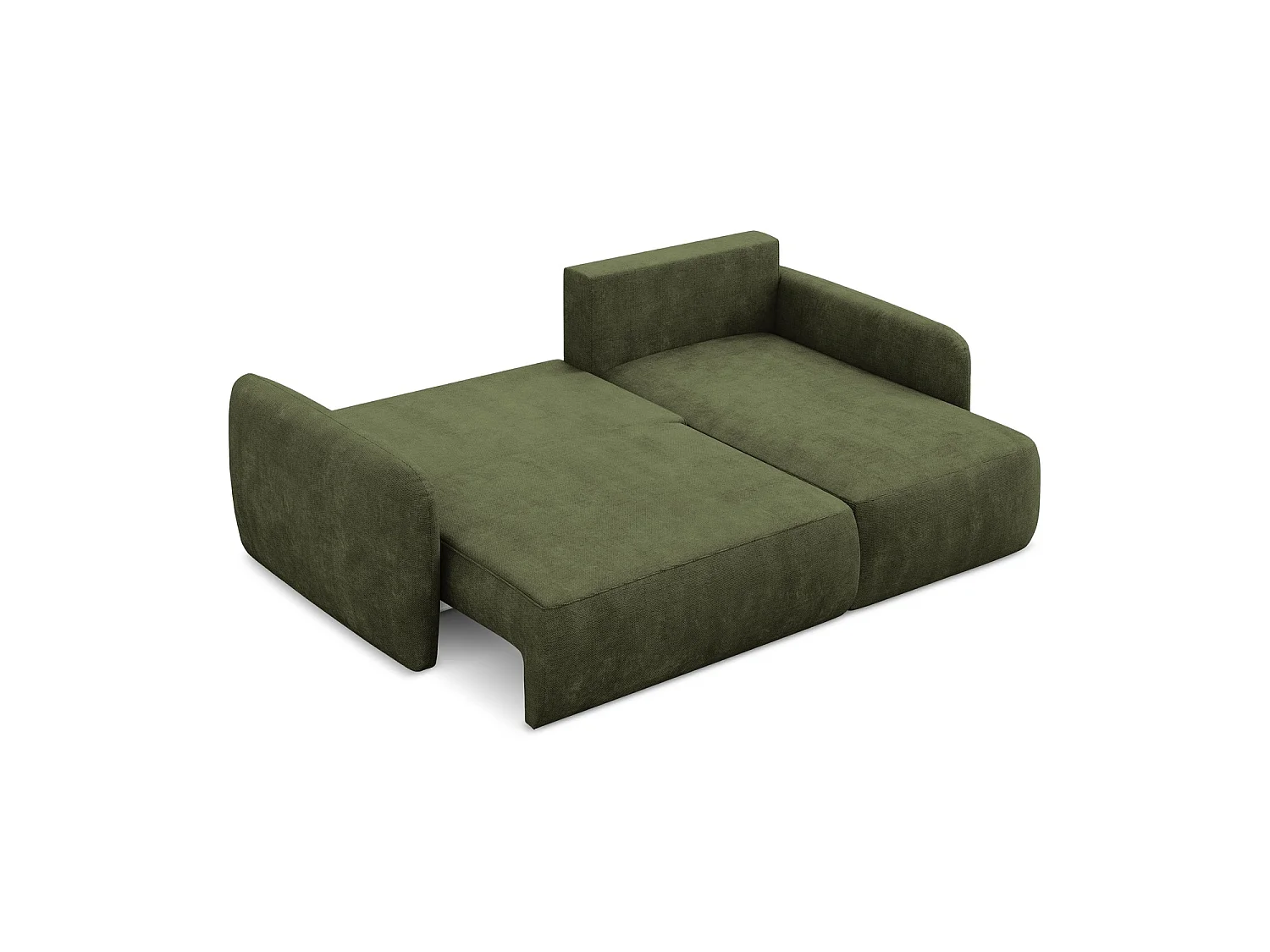 Canapé d'angle droit convertible en tissu chenille - olive - CORLE