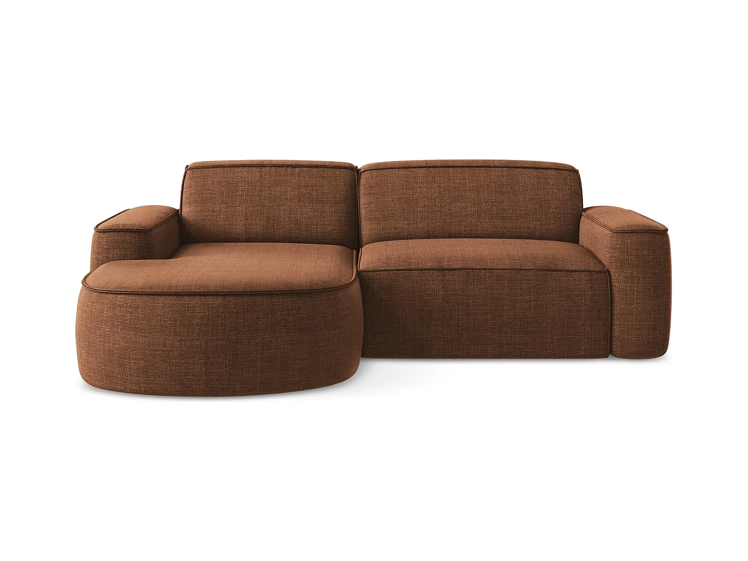 Canapé d'angle 2,5 places modulaire gauche en tissu texturé - terre cuite - OMAO