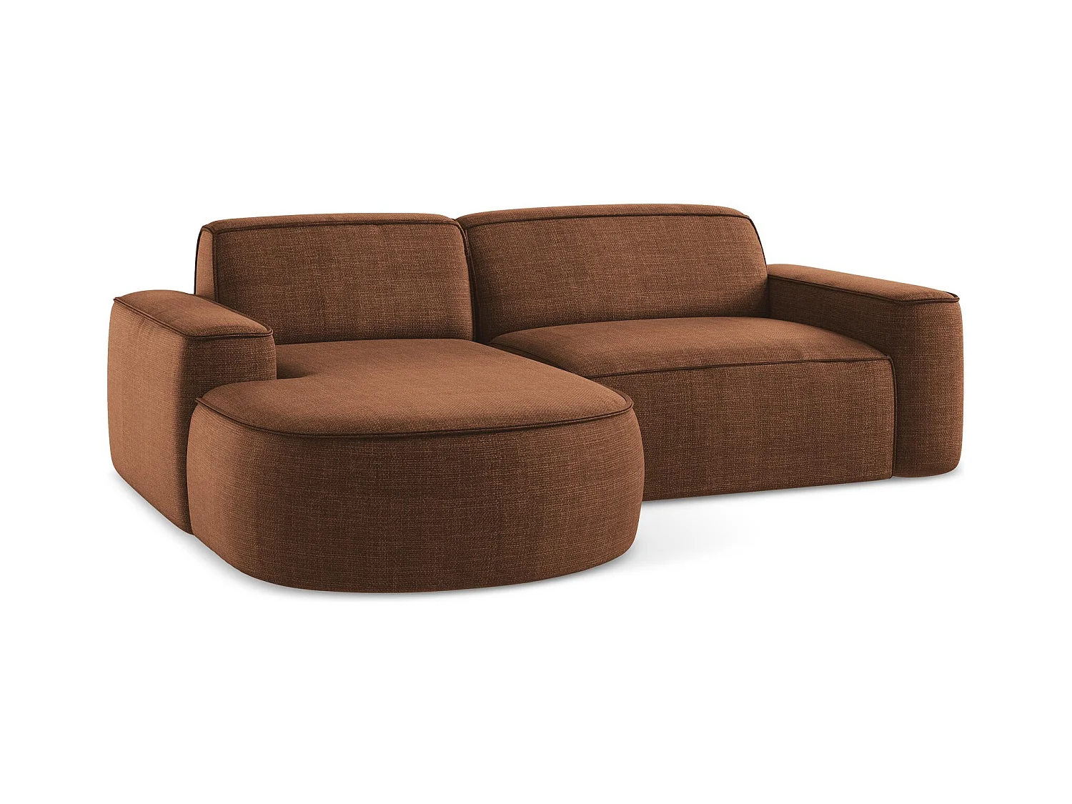 Canapé d'angle 2,5 places modulaire gauche en tissu texturé - terre cuite - OMAO