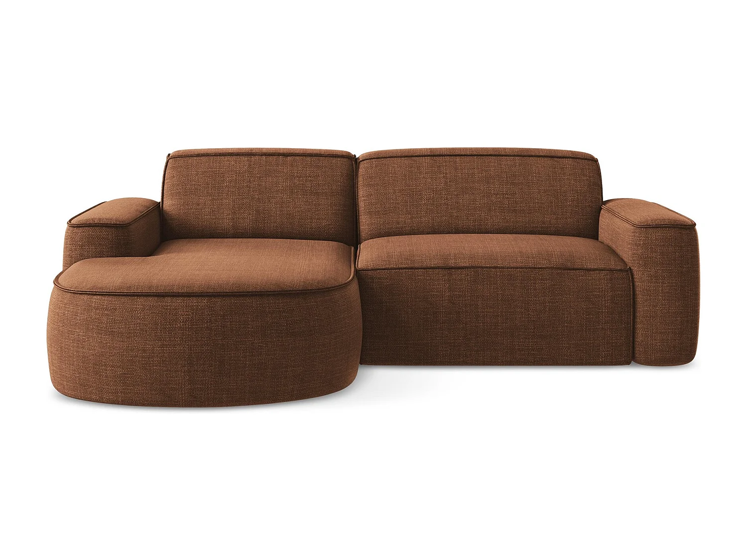 Canapé d'angle 2,5 places modulaire gauche en tissu texturé - terre cuite - OMAO