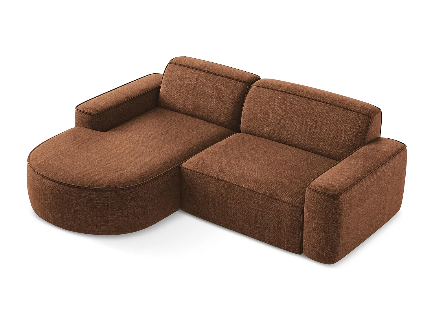 Canapé d'angle 2,5 places modulaire gauche en tissu texturé - terre cuite - OMAO