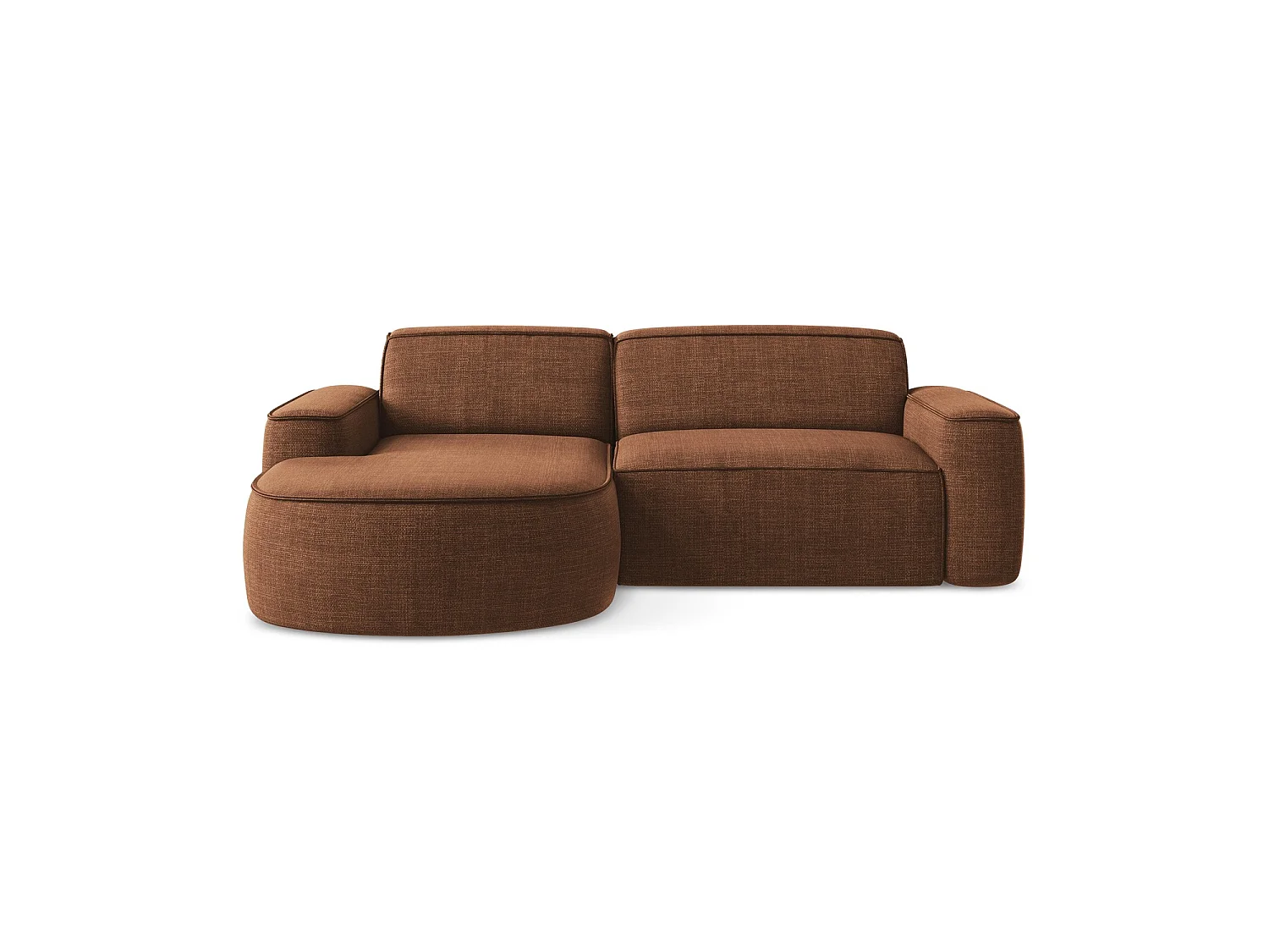 Modulaire hoekbank links van terracotta textuurstof - MELISSA
