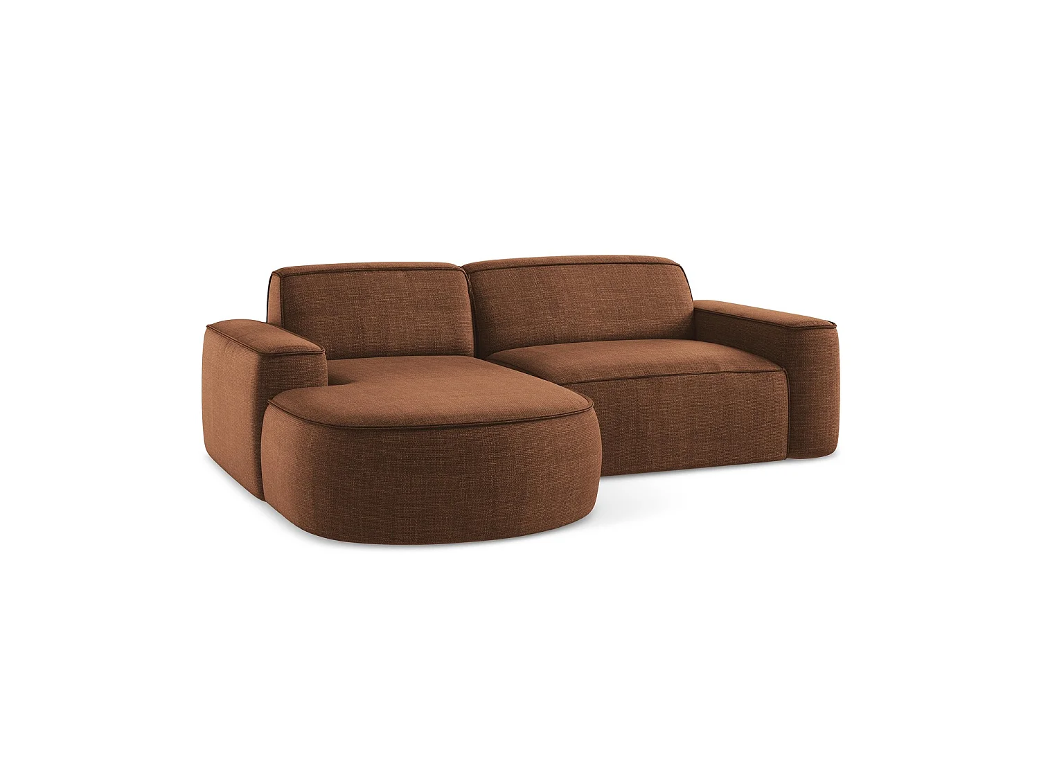 Modulaire hoekbank links van terracotta textuurstof - MELISSA