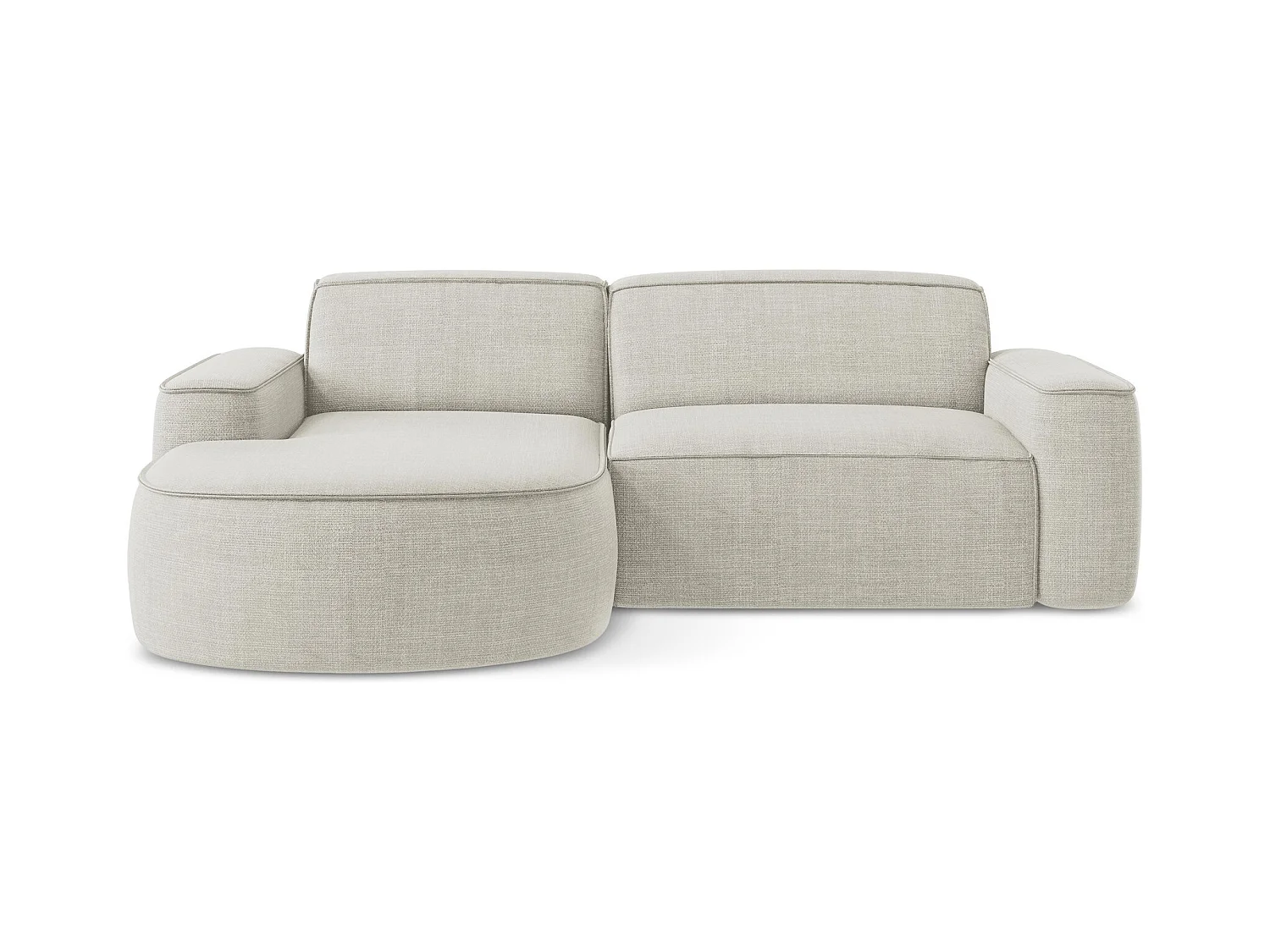 Canapé d'angle 2,5 places modulaire gauche en tissu texturé - beige clair - OMAO