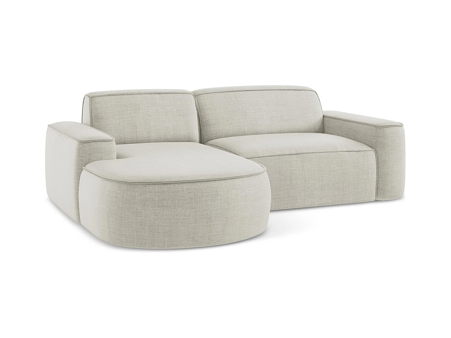 Canapé d'angle 2,5 places modulaire gauche en tissu texturé - beige clair - OMAO