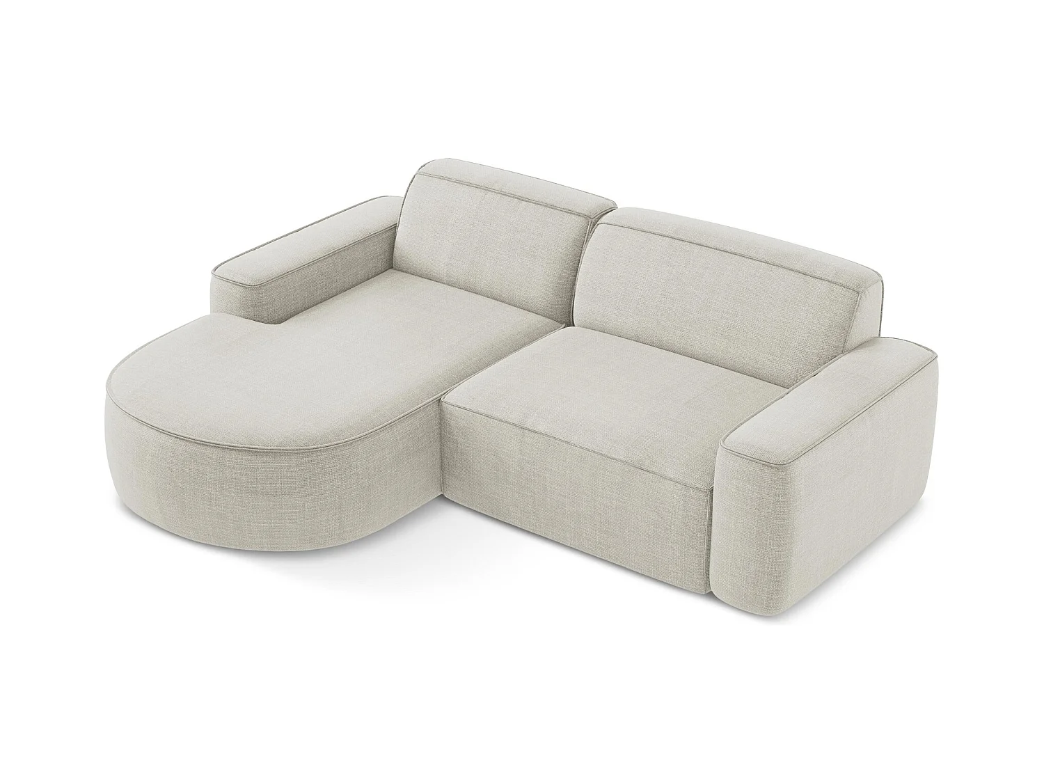 Canapé d'angle 2,5 places modulaire gauche en tissu texturé - beige clair - OMAO