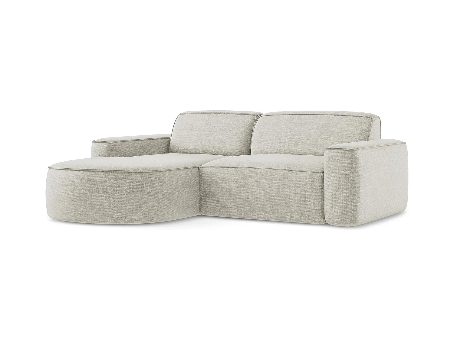 Canapé d'angle 2,5 places modulaire gauche en tissu texturé - beige clair - OMAO