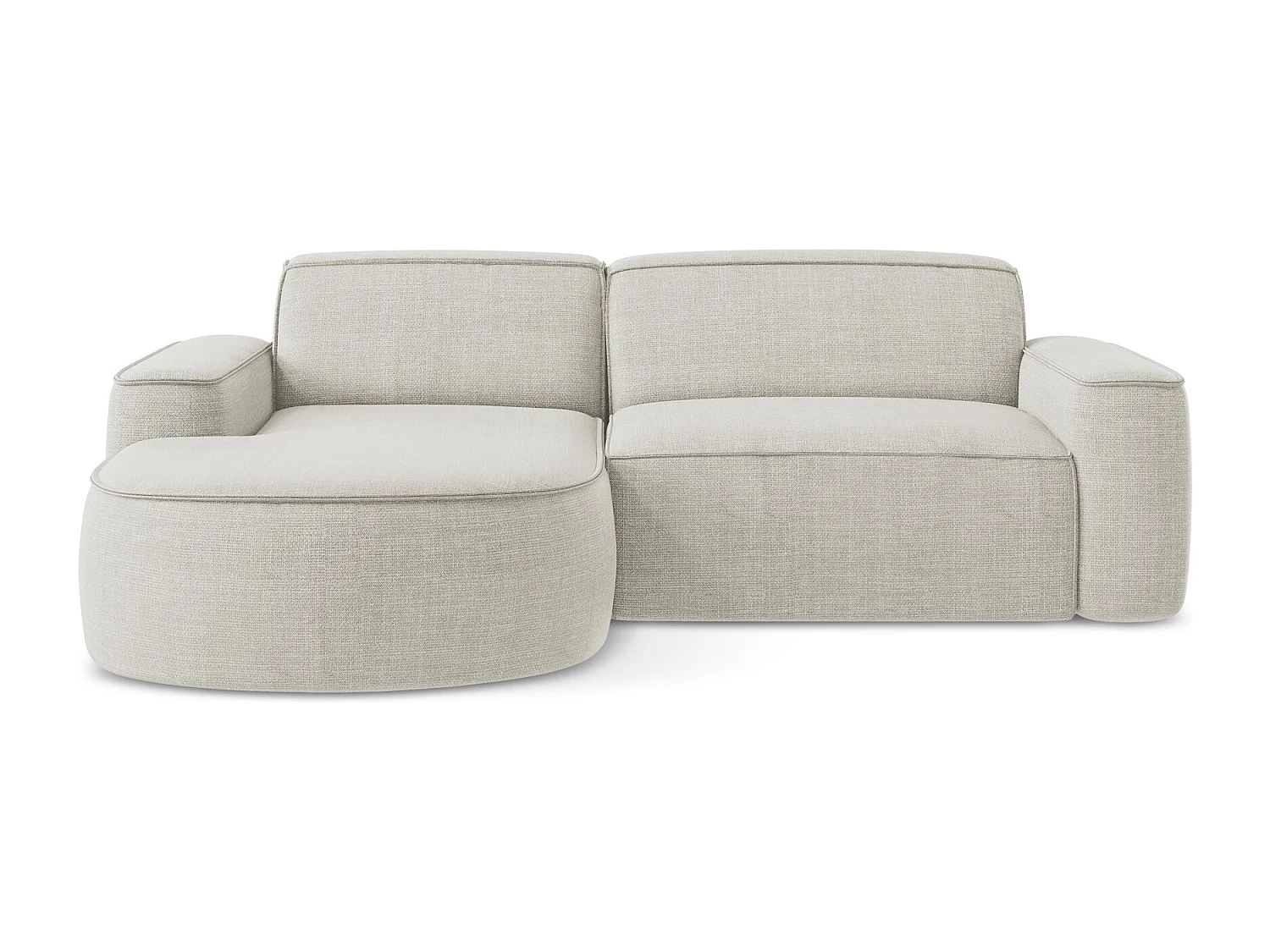 Canapé d'angle 2,5 places modulaire gauche en tissu texturé - beige clair - OMAO